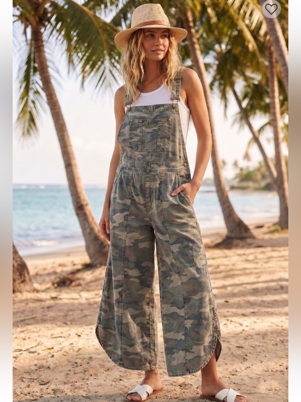 464. Tulip washed relaxed fit camouflage denim overalls
